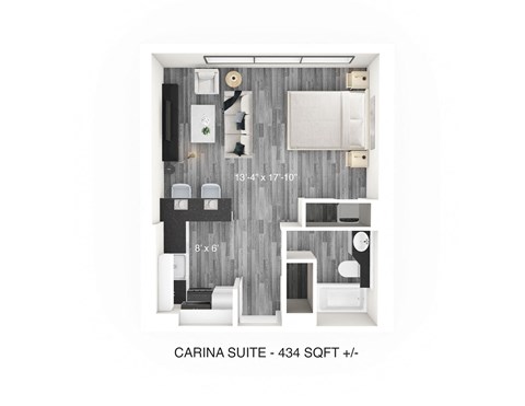 Studio Floor Plan at 190 Smith Luxury Apartment Suites, Winnipeg